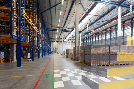 Stock image showing different colors for warehouse floor markings.