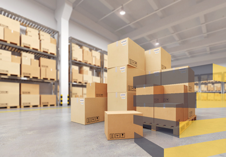 Stock image of warehouse packaging to accompany Serviap Logistics article.